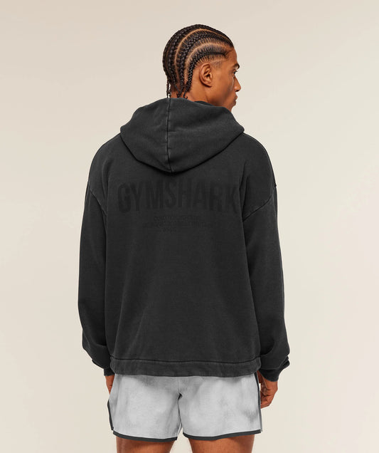 GS-0095 Conditioning Club Washed Zip Through Hoodie - Black
