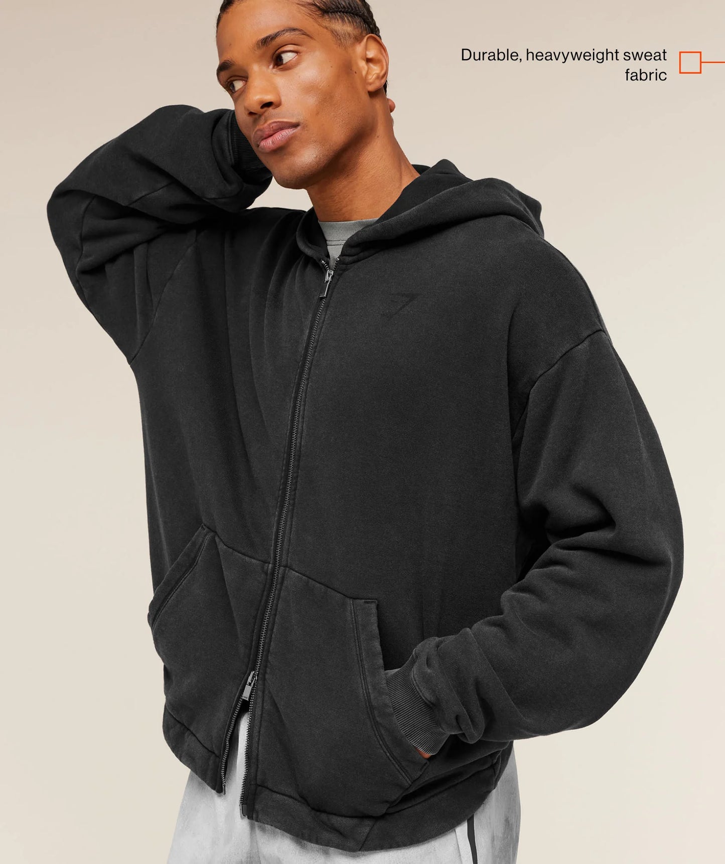 GS-0095 Conditioning Club Washed Zip Through Hoodie - Black