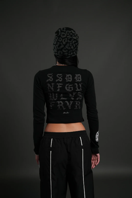 DSHE-0037 Stone Code L/S “Baby” Tee in Black