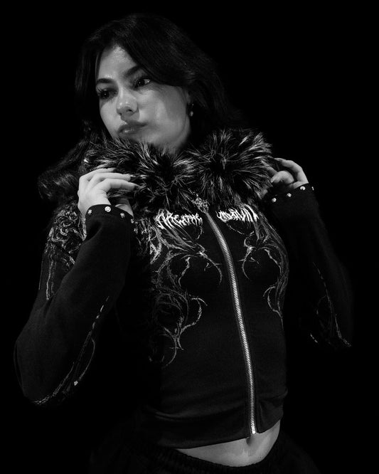 BD-0142 Infernal Faux Fur Lined Zip-Up [VOID BLACK]