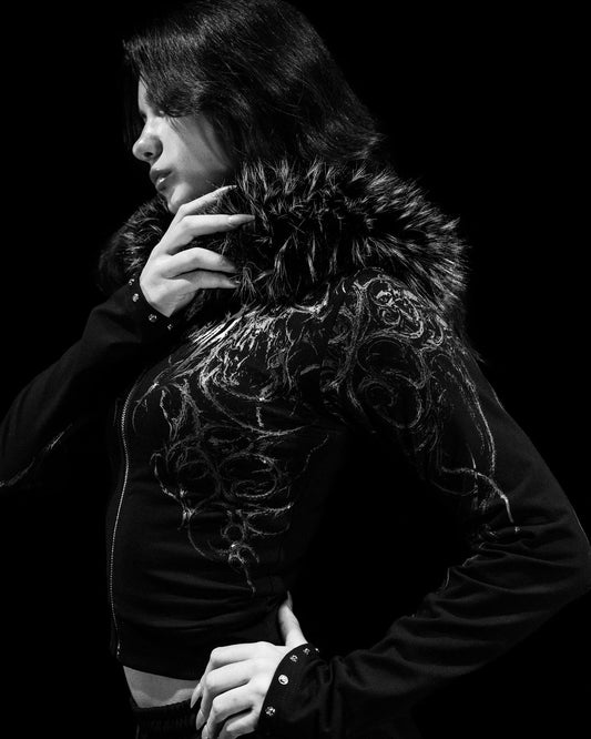 BD-0142 Infernal Faux Fur Lined Zip-Up [VOID BLACK]