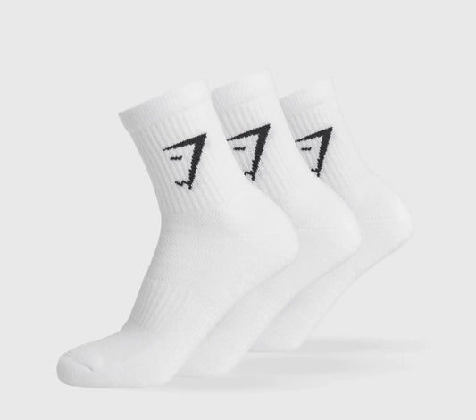 GSA-0001 Crew Socks 3PK White