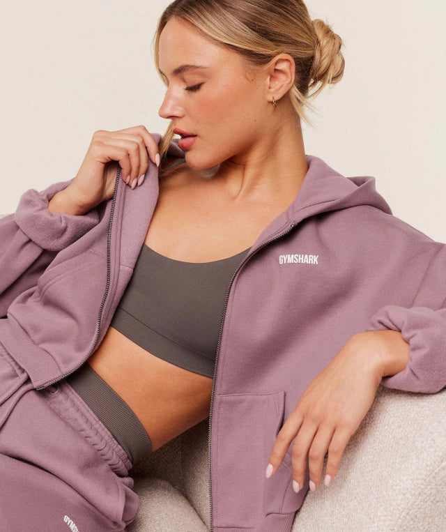 GSW-0068 - Cosy Luxe Zip Through Hoodie - Calm Pink