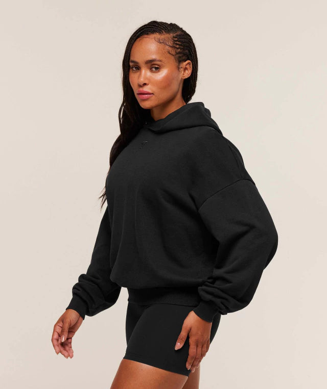 GSW-0072 Power Washed Oversized Hoodie - Black/Acid Wash Small Ball