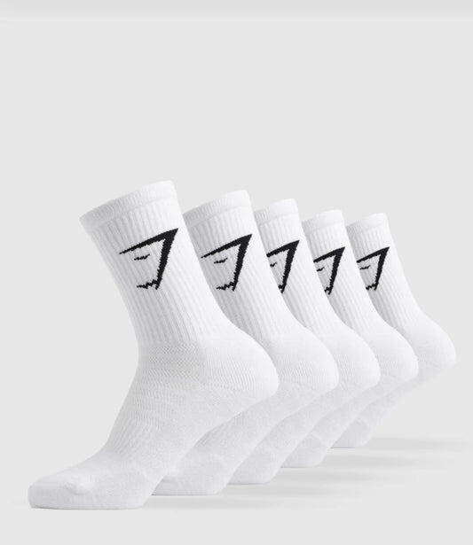 GSA-0003 Crew Socks 5pk - White