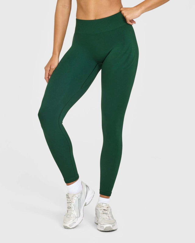 EnhanceLift™ Seamless Leggings with White Logo - Racing Green