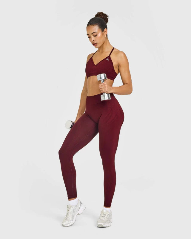 EnhanceLift™ Seamless Leggings with White Logo - Rosewood