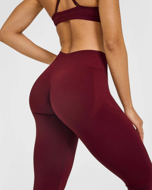 EnhanceLift™ Seamless Leggings with White Logo - Rosewood