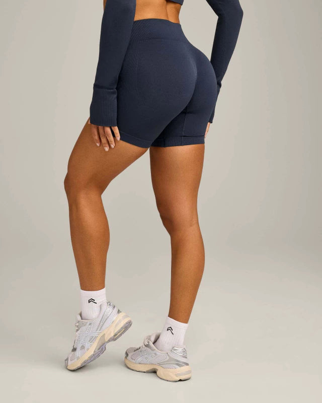 EnhanceLift™ Seamless Shorts with White Logo - True Blue