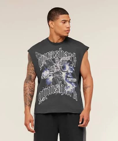 GS-0063 Gymshark x Carlos Belcast Cut Off Tee - Onyx Grey