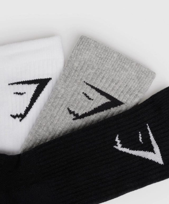 GSA-0001 Crew Socks 3PK W/G/B