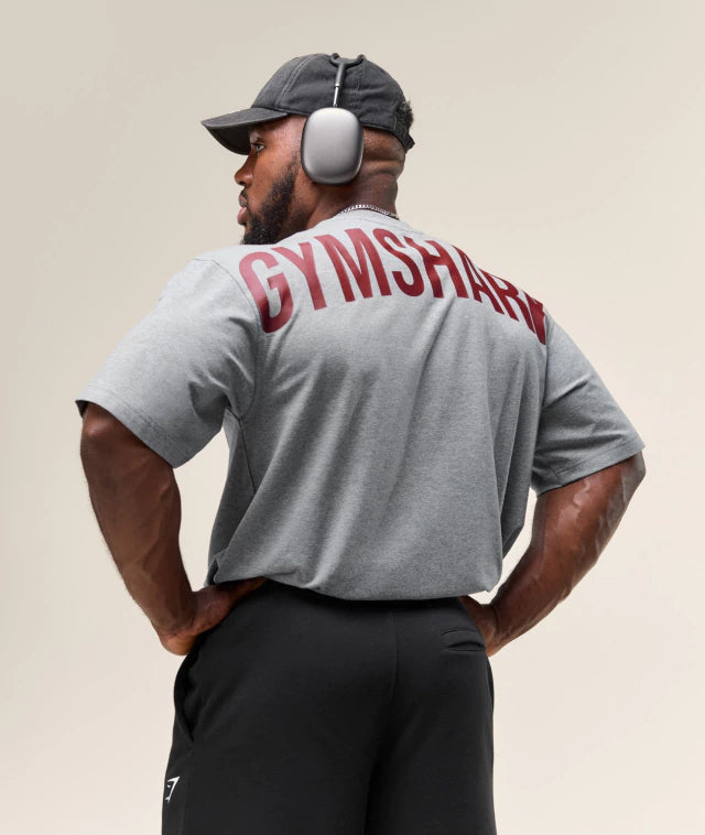 GS-0001 Power T-Shirt Charcoal Core Marl/Sets Red
