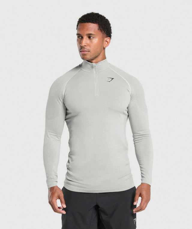 GS-0003 Vital Seamless 1/4 Zip Light Grey/smoke grey