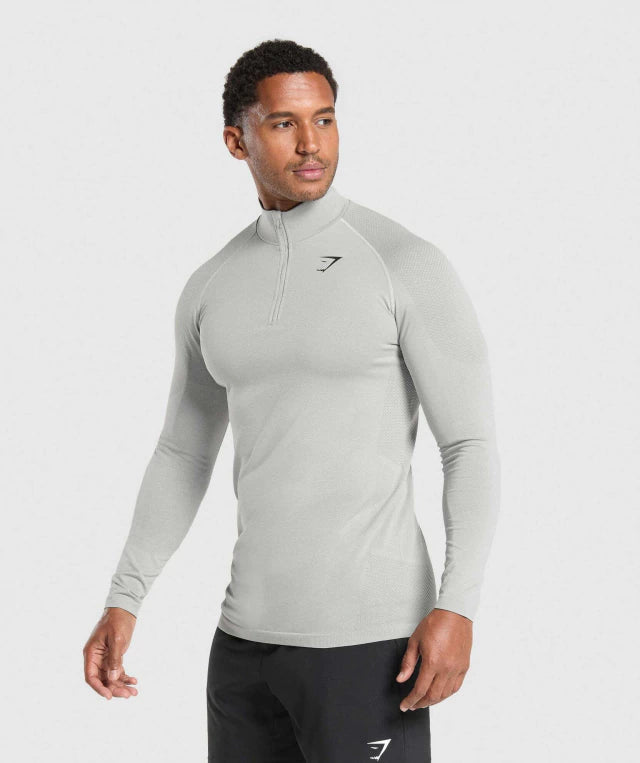 GS-0003 Vital Seamless 1/4 Zip Light Grey/smoke grey