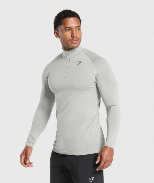 GS-0003 Vital Seamless 1/4 Zip Light Grey/smoke grey