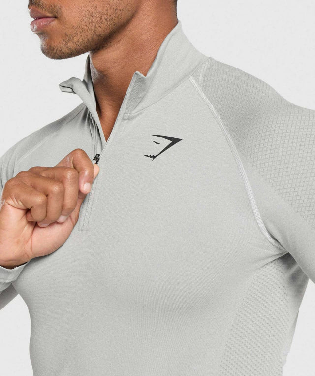 GS-0003 Vital Seamless 1/4 Zip Light Grey/smoke grey