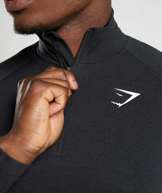 GS-0003 Vital Seamless 1/4 Zip Black/Silhouette Grey