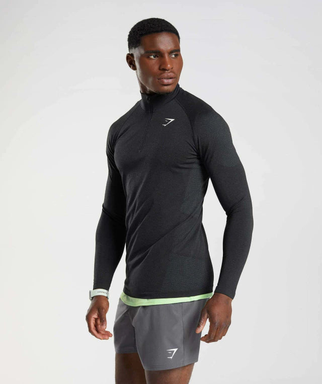 GS-0003 Vital Seamless 1/4 Zip Black/Silhouette Grey