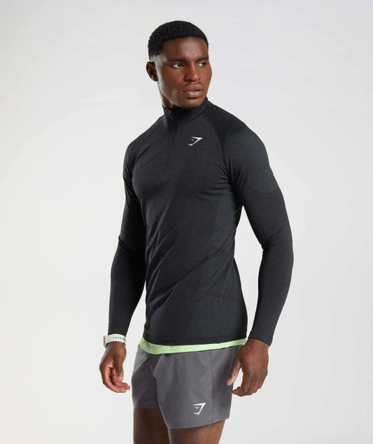 GS-0003 Vital Seamless 1/4 Zip Black/Silhouette Grey