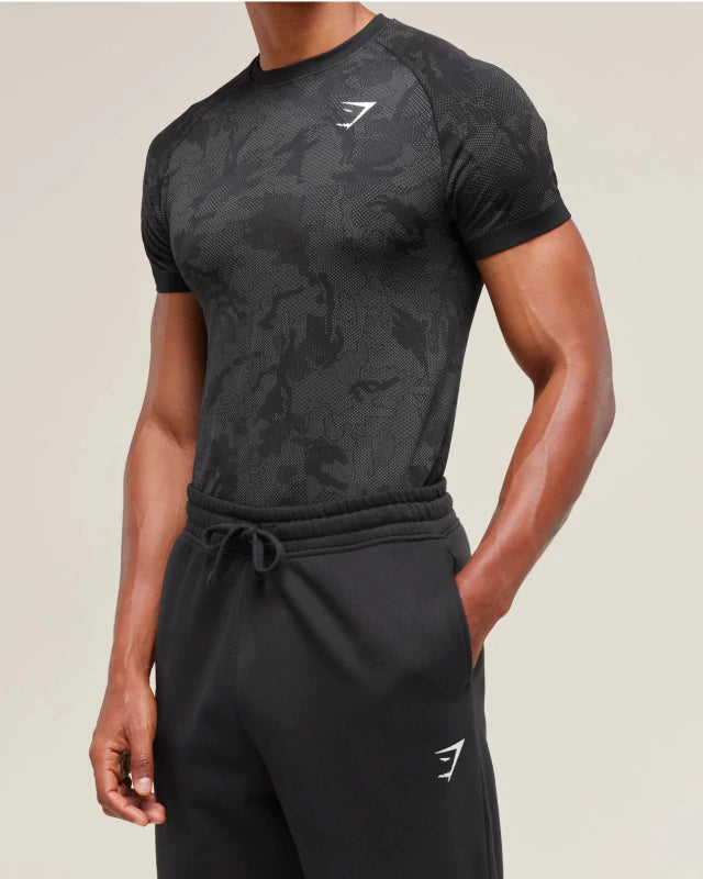 GS-0011 GEO SEAMLESS T-SHIRT Black Charcoal Grey