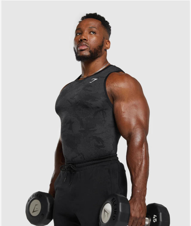 GEO SEAMLESS Tank Black Charcoal Grey