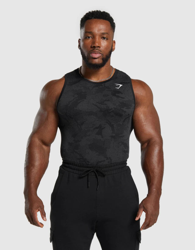 GEO SEAMLESS Tank Black Charcoal Grey