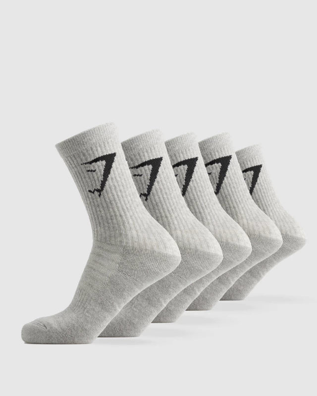 GYMSHARK Crew Socks 5PK Grey