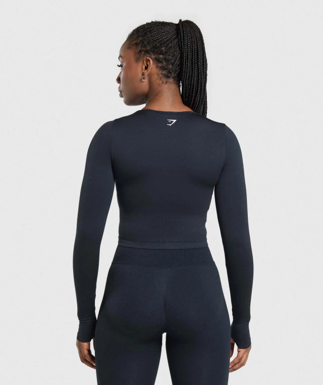 GSW-0066 Lift Seamless Zip Up Jacket - Midnight Blue/Black Marl