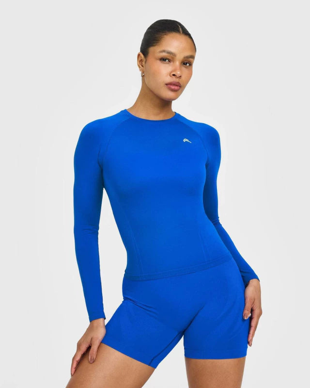 Go to Seamless Fitted Long Sleeve Top - Cobalt Blue
