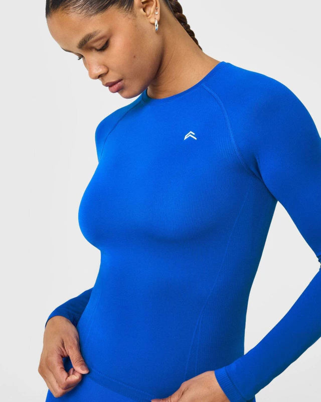 Go to Seamless Fitted Long Sleeve Top - Cobalt Blue