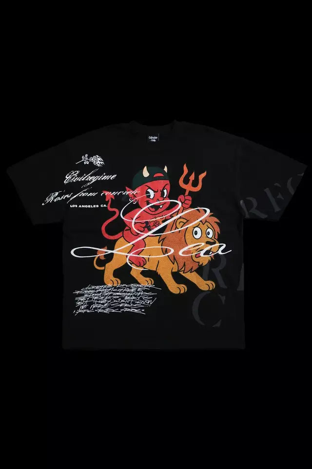 Devilish Leo American Classic Oversized Tee in Black