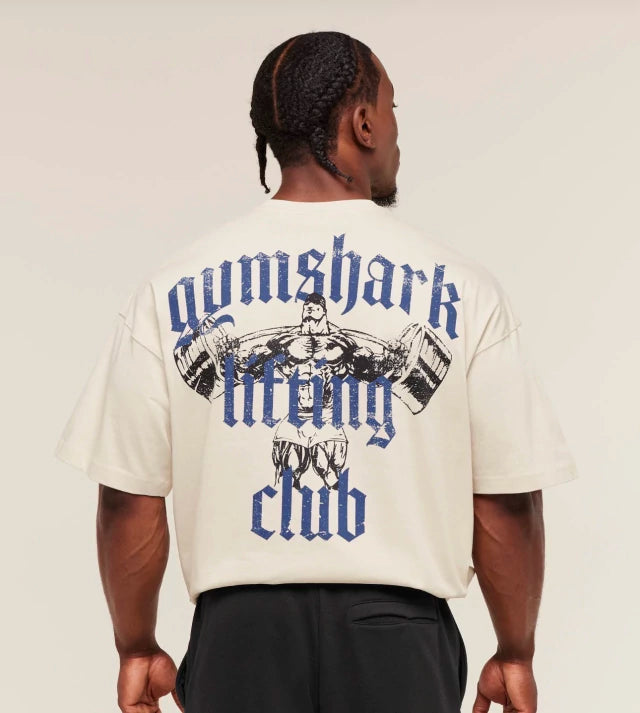 GS-0069 Lifting Club T-Shirt - Oat White/Compound Blue