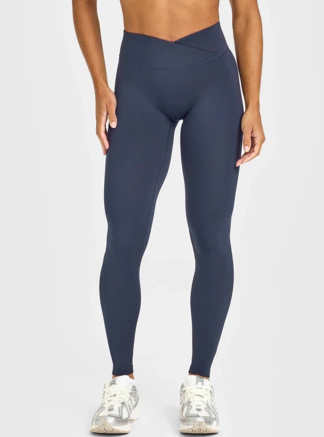 Unified Wrap Leggings White Logo Color: True Blue